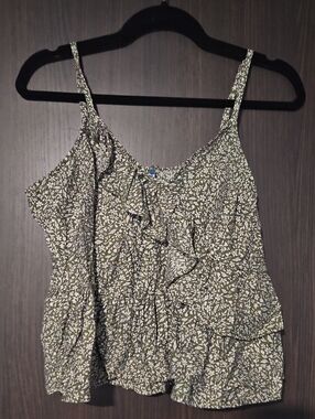 Old Navy Olive Green Floral Ruffle Cami